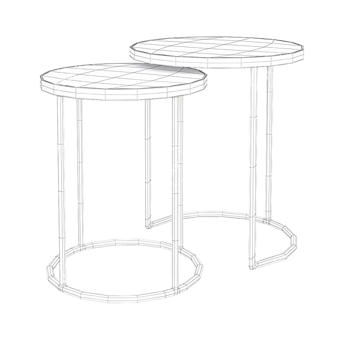 Elegant Marble & Brass Nesting Tables 3D model image 2