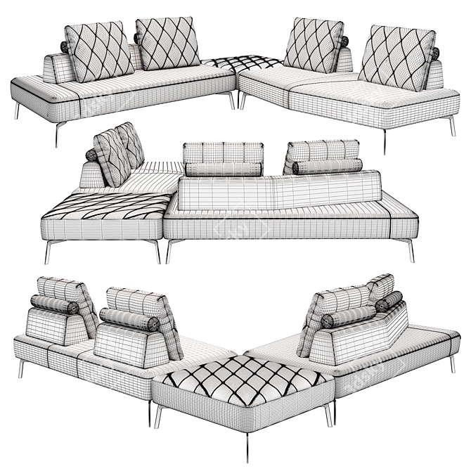 Luxurious Pilatto Sofa Set 3D model image 4