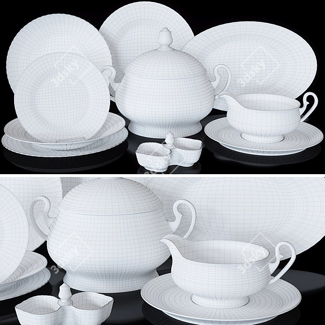 Royal Hunt Porcelain Tableware 3D model image 3