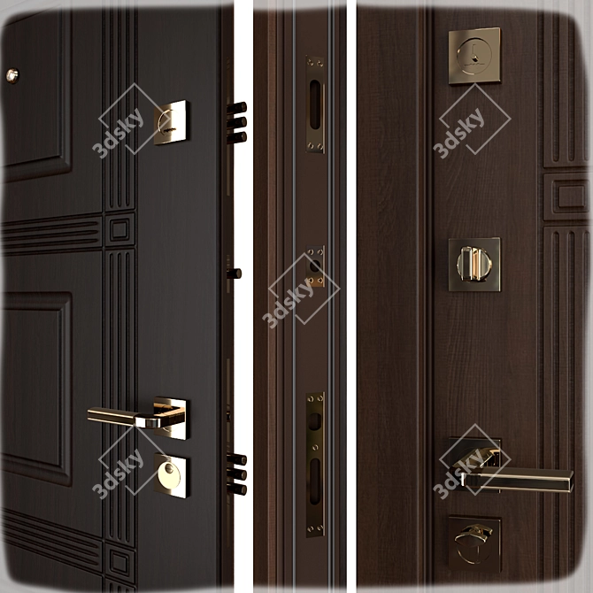 Stylish Kvadra (Favorit) Metal Entrance Door: Premium Design 3D model image 2