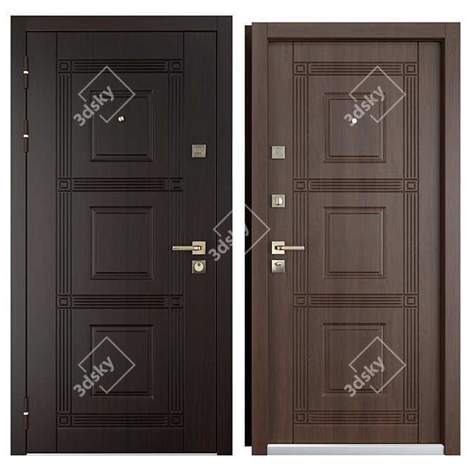 Stylish Kvadra (Favorit) Metal Entrance Door: Premium Design 3D model image 3