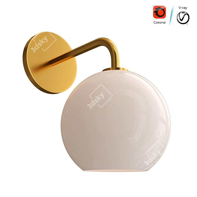 Elegant Milk Glass Globe Sconce 3D model image 1