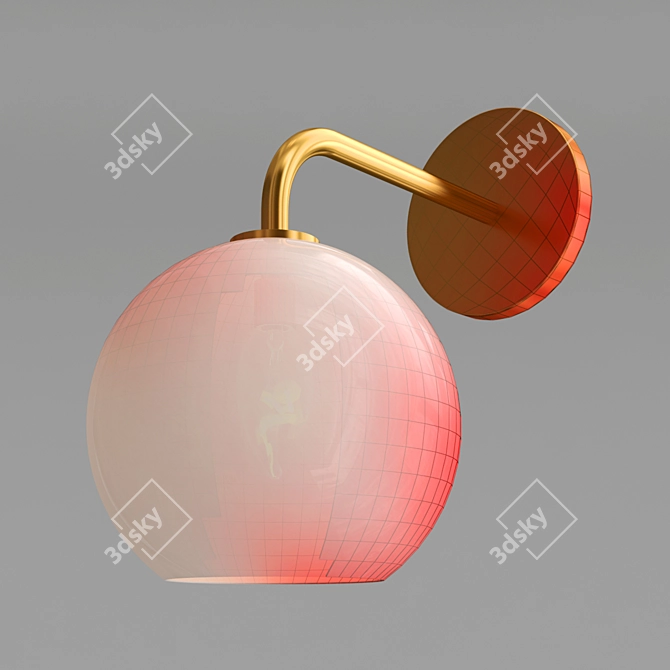 Elegant Milk Glass Globe Sconce 3D model image 2