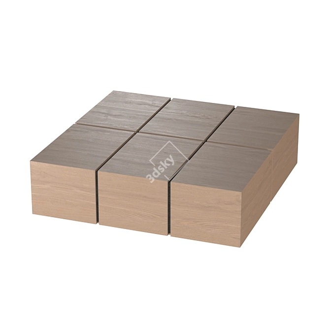 Solid Oak Hand-Crafted Coffee Table 3D model image 4