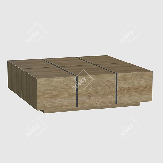 Solid Oak Hand-Crafted Coffee Table 3D model image 8