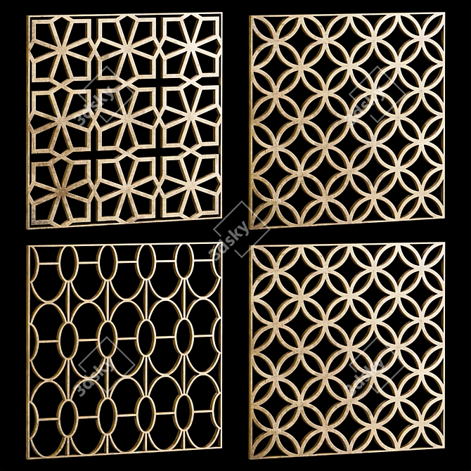 Title: Decorative Square Panels - Set of 22 3D model image 1