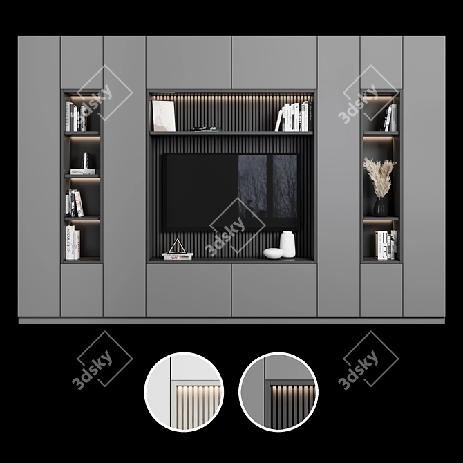 Modern TV Wall Unit 87 - Stylish & Customizable 3D model image 2