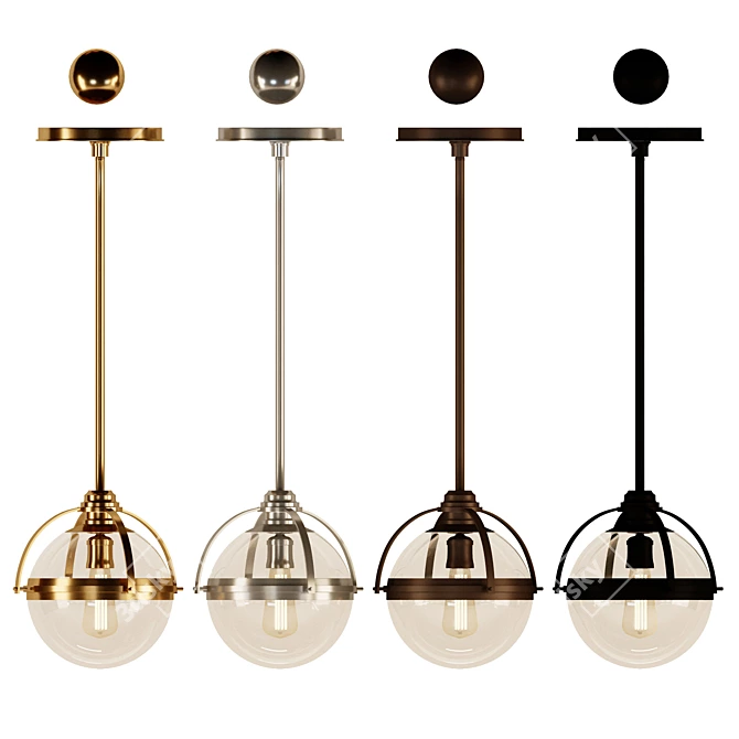 Sleek Metal Pendant Light 3D model image 1