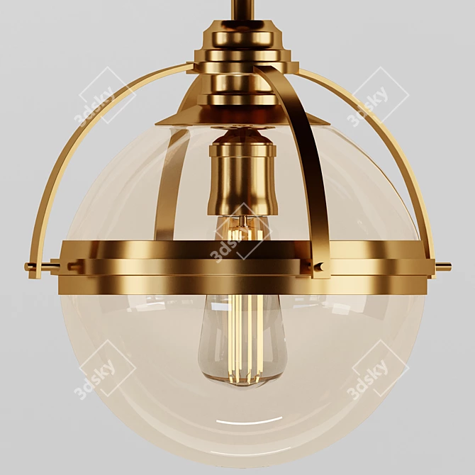 Sleek Metal Pendant Light 3D model image 3