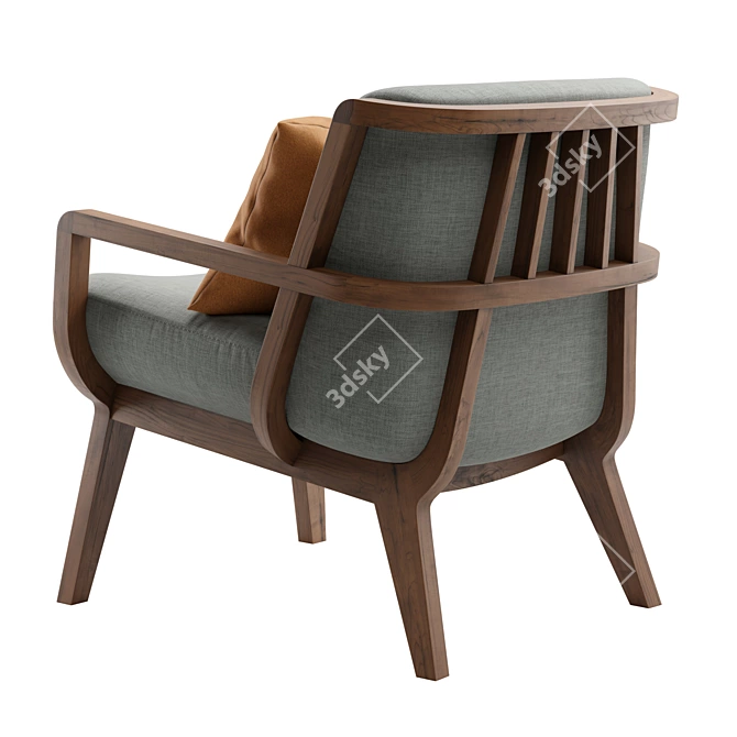 Elegant Wood Upholstered Lounge Chair 3D model image 4