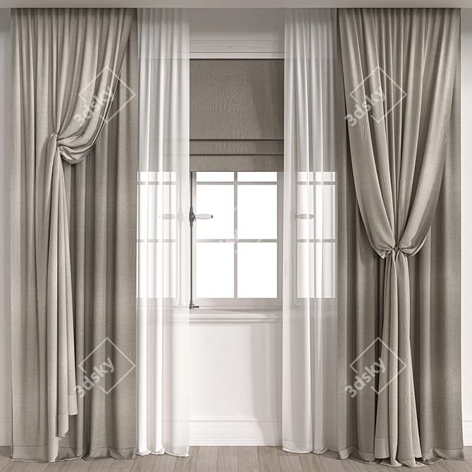 Elegant Curtain with 108k Polys 3D model image 1