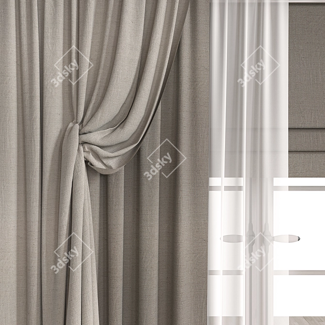 Elegant Curtain with 108k Polys 3D model image 2