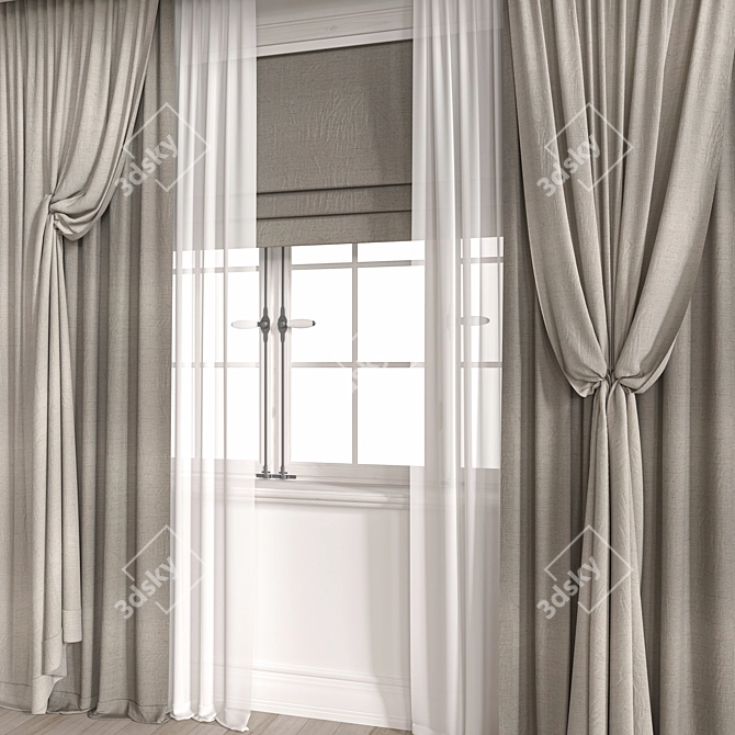 Elegant Curtain with 108k Polys 3D model image 3