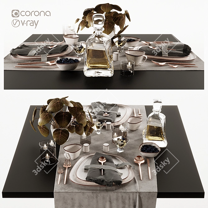 Luxury Diamond Tableware Set - 6 Piece 3D model image 2