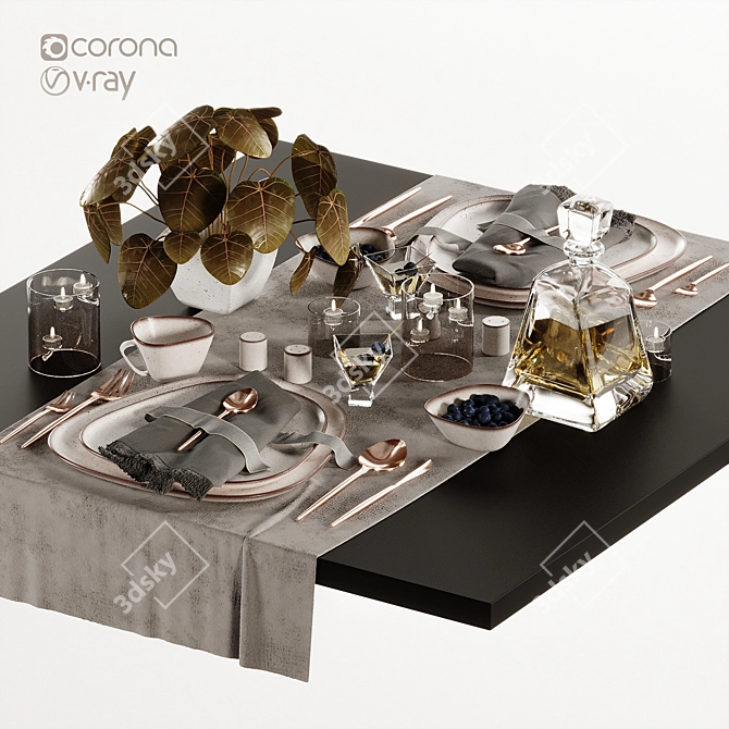 Luxury Diamond Tableware Set - 6 Piece 3D model image 3