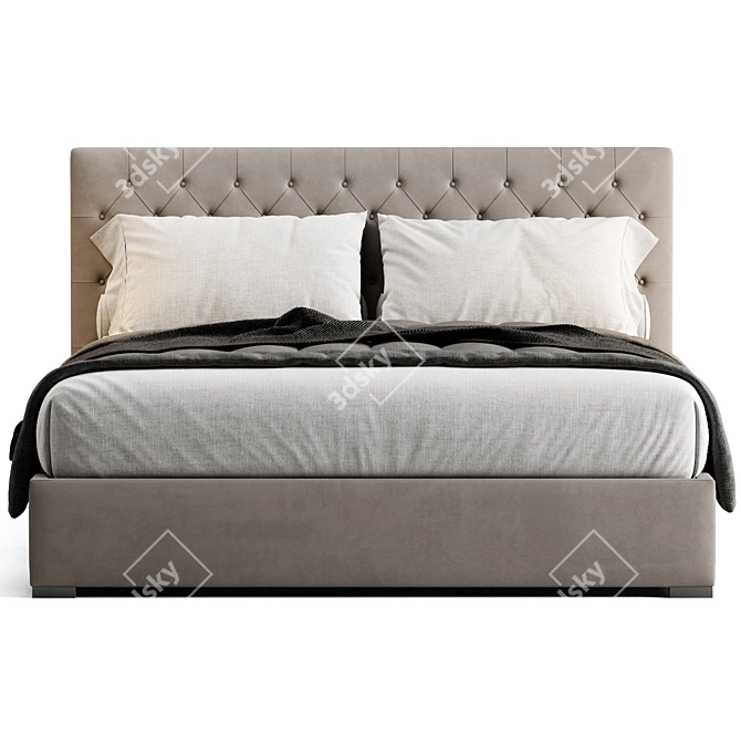 Adler Diamond-Tufted Bed 3D model image 3