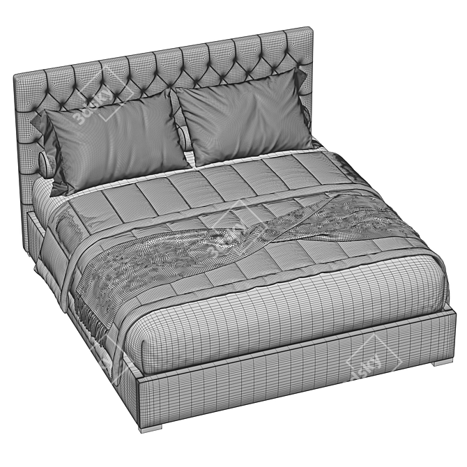 Adler Diamond-Tufted Bed 3D model image 4
