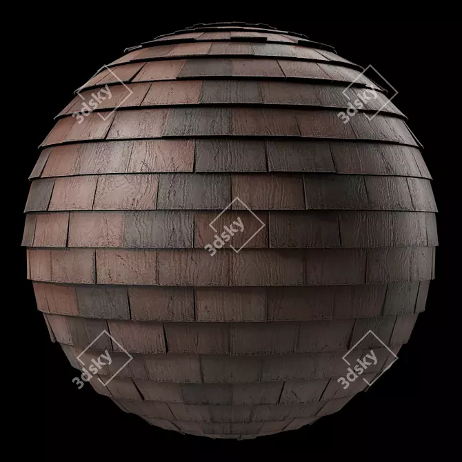 Wood Roof Tile Materials - PBR 3 Color 3D model image 1