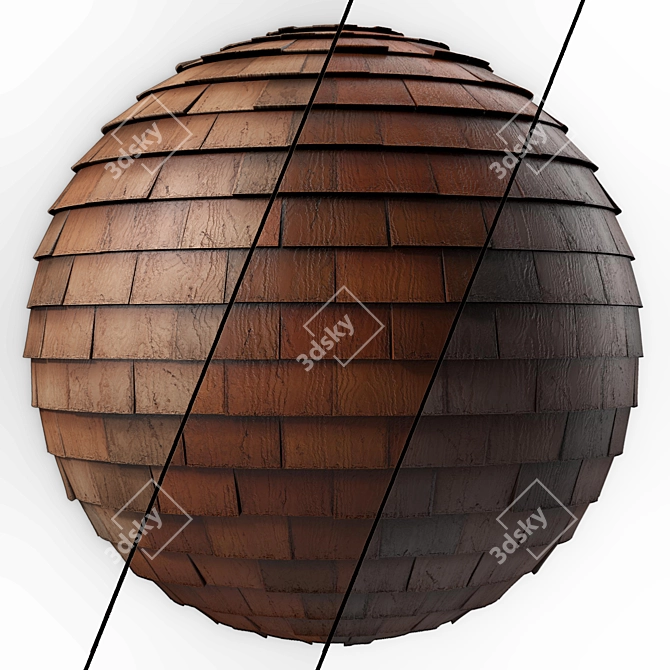 Wood Roof Tile Materials - PBR 3 Color 3D model image 3