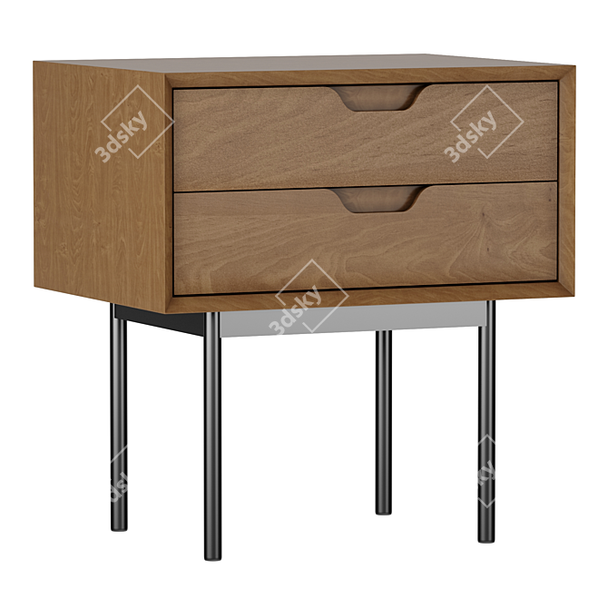 Beige Noyeto Bedside Table with Drawers 3D model image 1