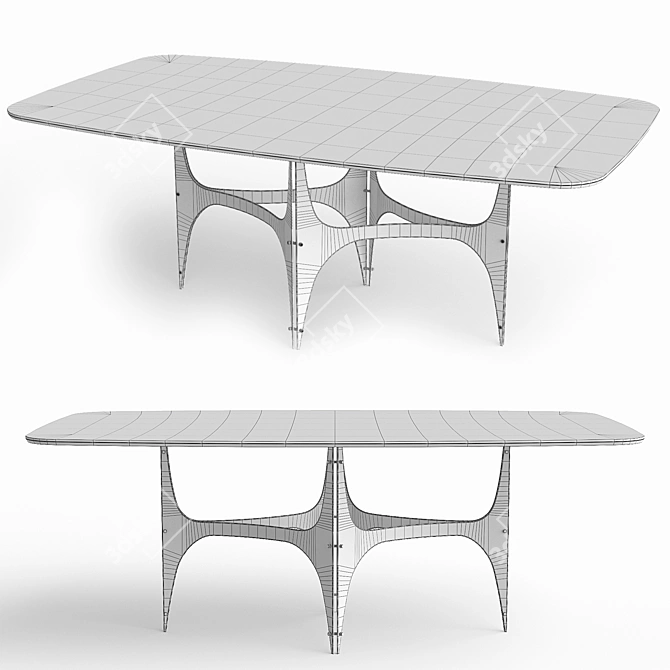 Elegant Barrel-Shaped Dining Table 3D model image 3