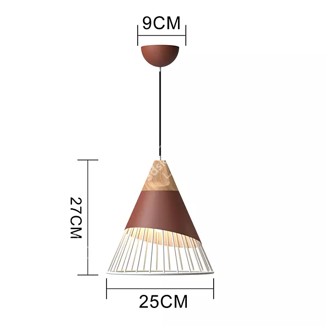 Natural Wood Pendant Lights 3D model image 2