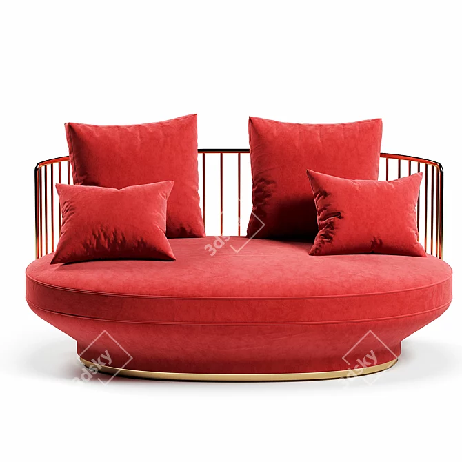 Paradise Bird: Elegant 2 Seater Fabric Sofa 3D model image 2