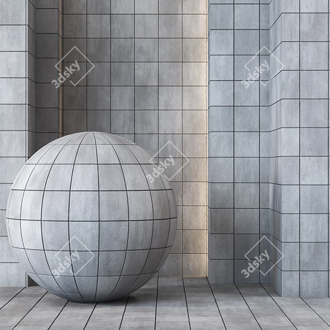 4K Concrete Tile Texture Pack 3D model image 1