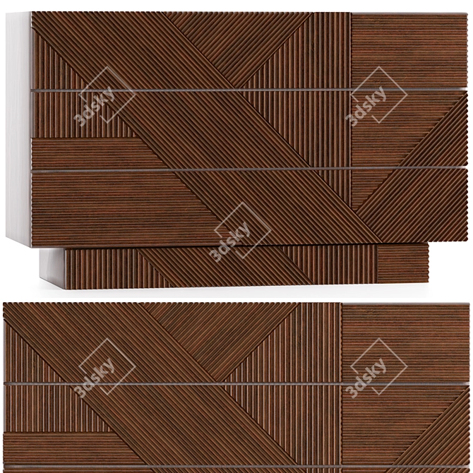 Modern Stripes Chest of Drawers 3D model image 1