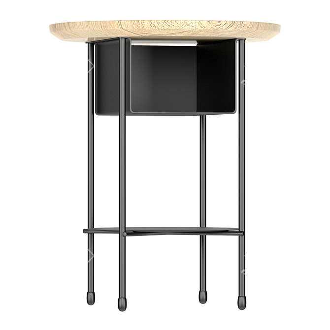 Bangor Bedside Table - Modern Metal and Wood Design 3D model image 2