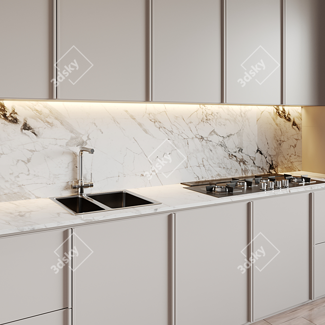 Stylish Fulgor Milano Kitchen 3D model image 2