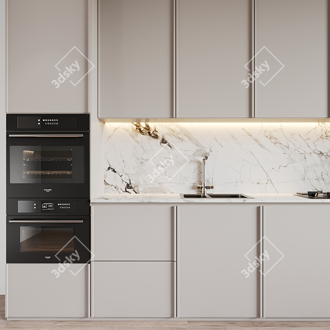 Stylish Fulgor Milano Kitchen 3D model image 4