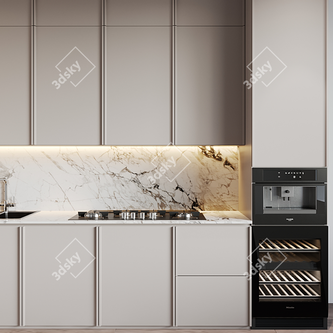 Stylish Fulgor Milano Kitchen 3D model image 5