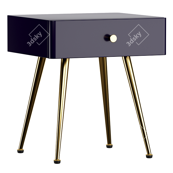 Sleek Bedside Table with Drawer - Topim 3D model image 2