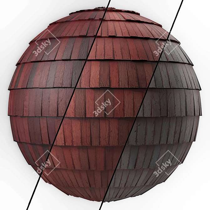 Wood Roofing Tile Set (3 Colors, PBR, 4K) 3D model image 1