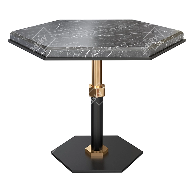 Hexagon Pedestal Side Table 3D model image 1