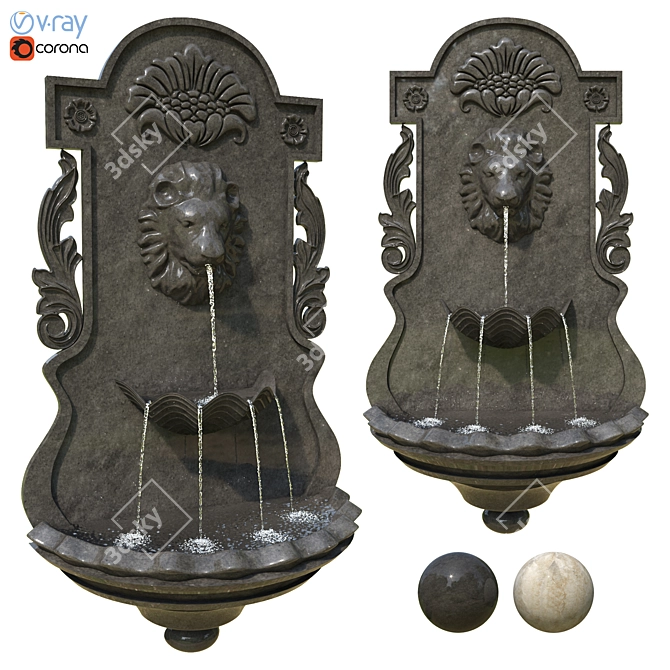 Elegant Poly Wall Fountain 3D model image 1