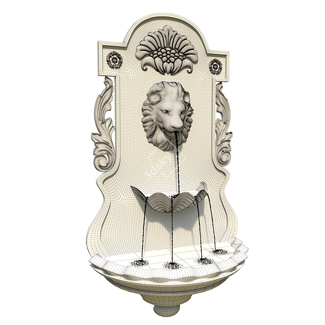 Elegant Poly Wall Fountain 3D model image 4