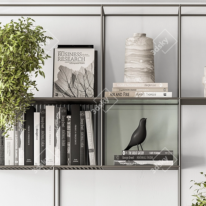 Plant-Inspired Metal Shelf Set 3D model image 4