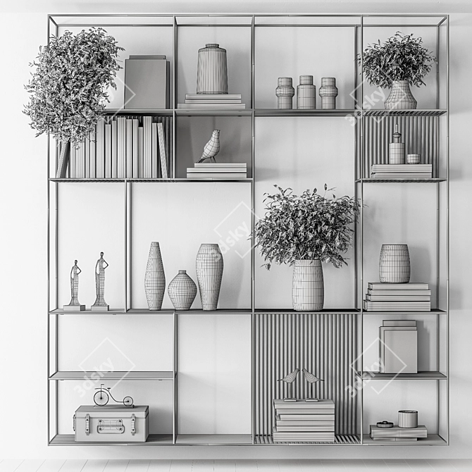 Plant-Inspired Metal Shelf Set 3D model image 5