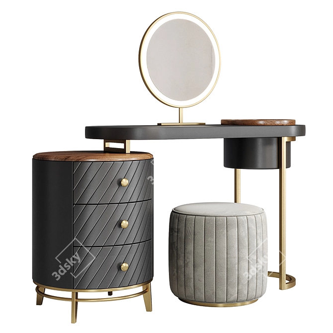 LeDiVita Tandy LED Mirror Dressing Table 3D model image 2