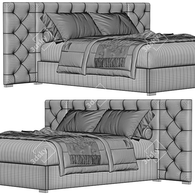 Modena Tufted Fabric Extended Bed 3D model image 5