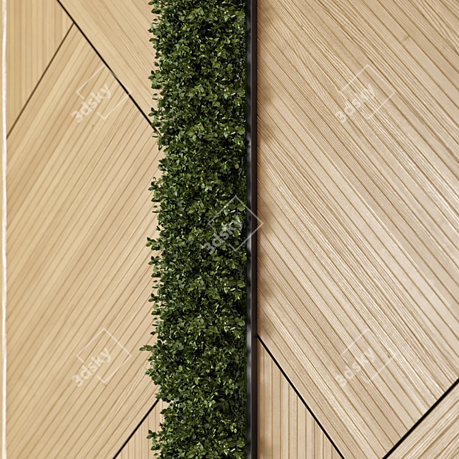 Wooden Base Vertical Garden - Set 524 3D model image 2