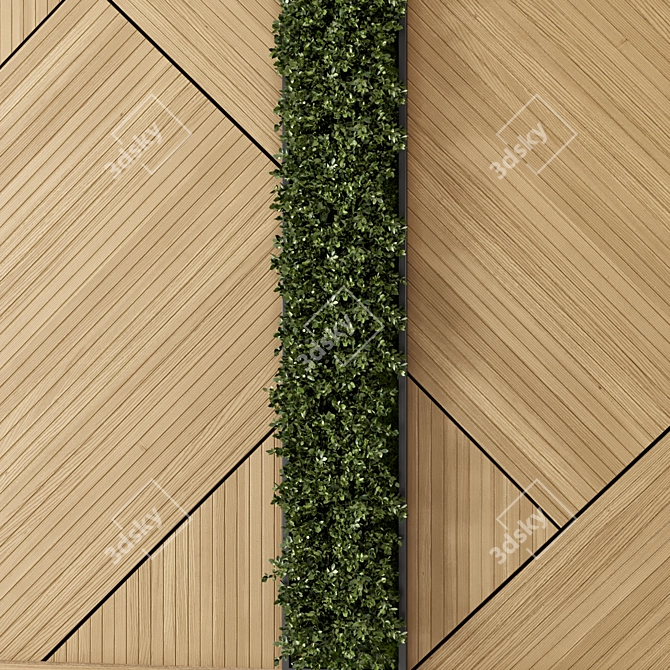 Wooden Base Vertical Garden - Set 524 3D model image 3