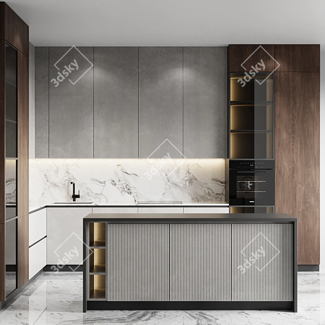 Contemporary Kitchen Set 3D model image 2