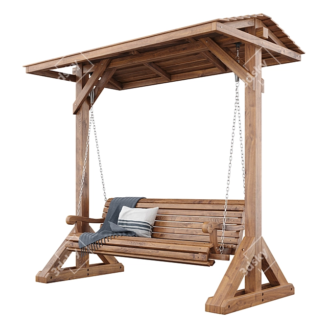 Wooden Swing Bench 3D model image 1