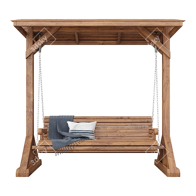 Wooden Swing Bench 3D model image 2