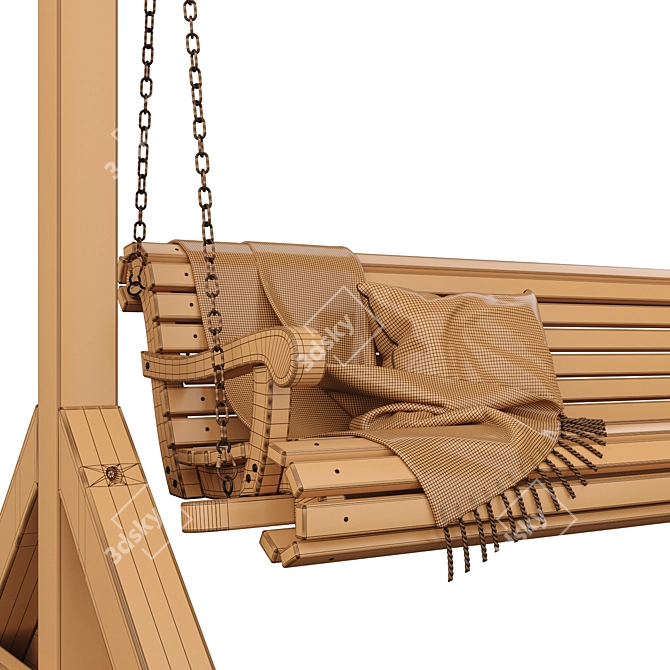 Wooden Swing Bench 3D model image 4