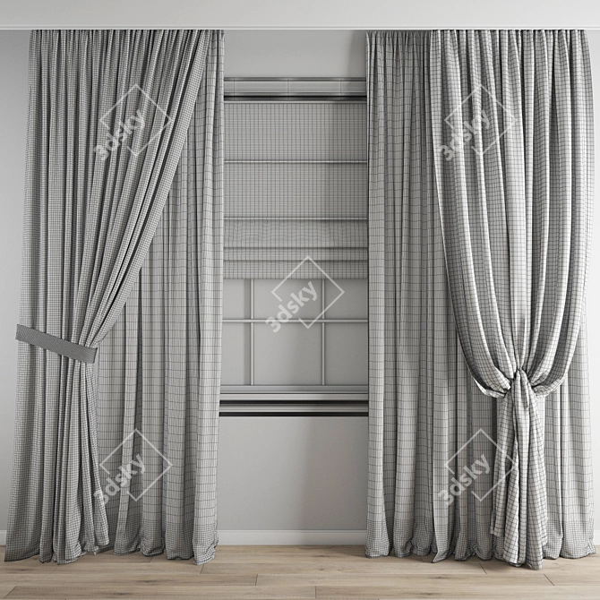 Elegant Polygonal Curtain 3D model image 4