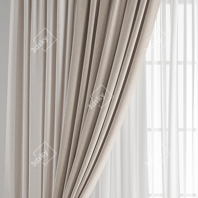 Elegant Polygonal Curtain 3D model image 5